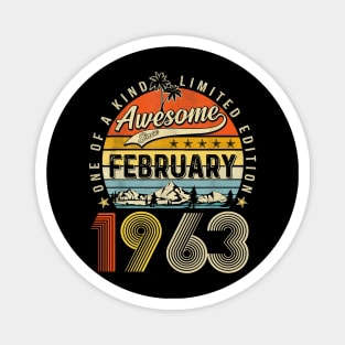 Awesome Since February 1963 Vintage 60th Birthday Magnet